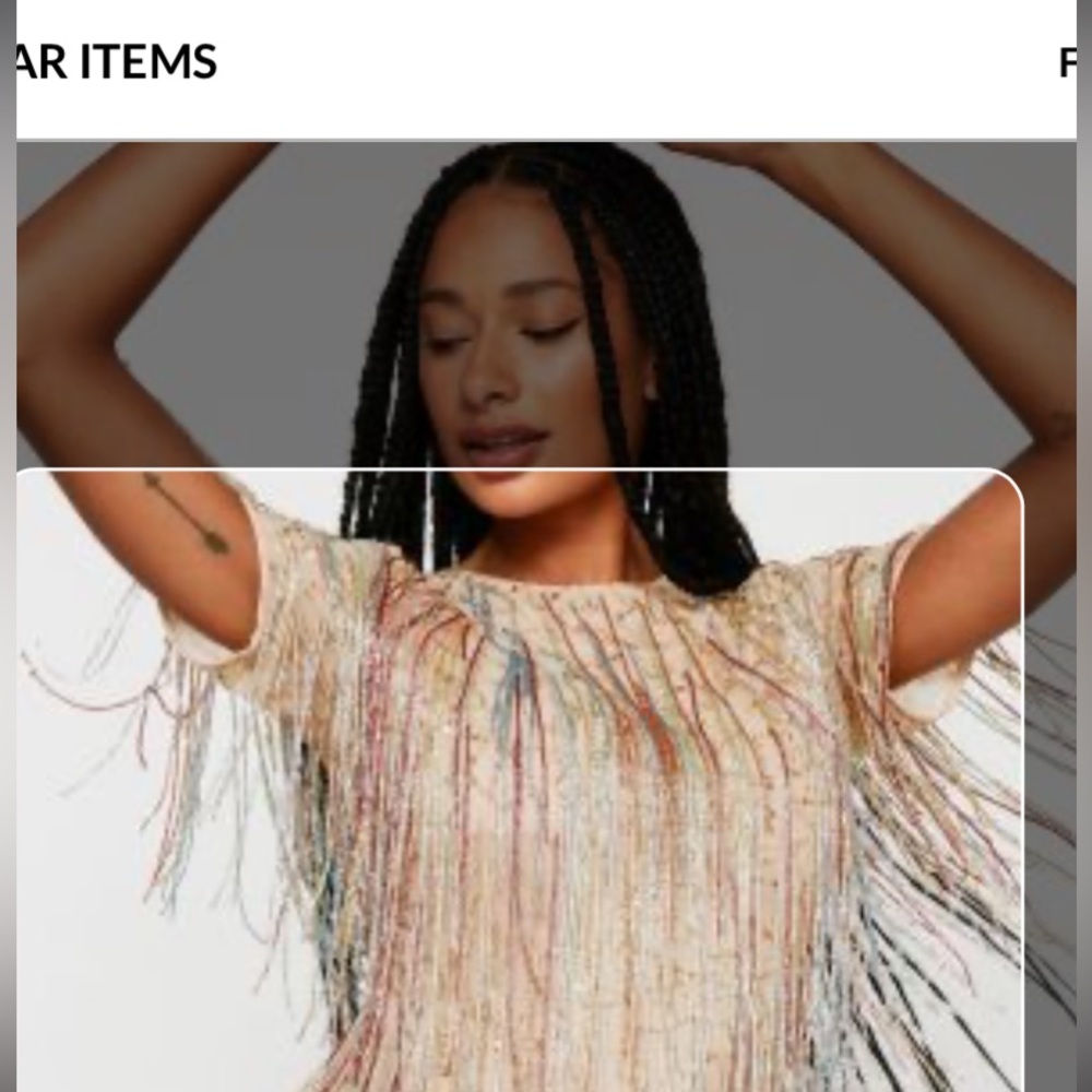 NWT Nasty Gal Multi-Color Beaded Fringe Mini Dress - Picture 2 of 9